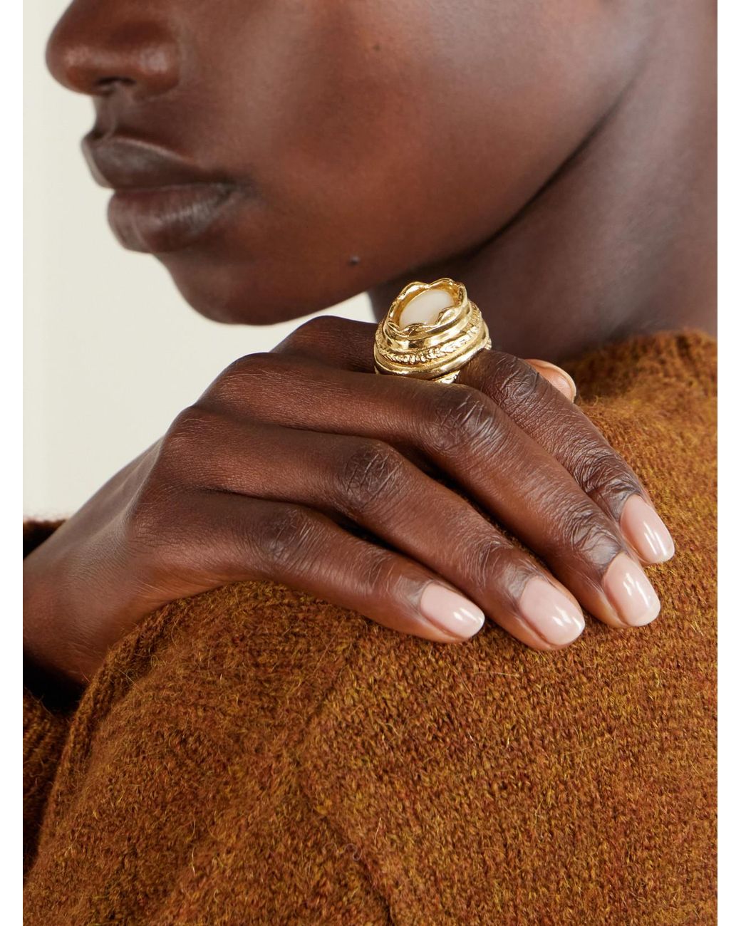 Paola Sighinolfi Metallic Amanda 18-Karat-Plated Pewter And Resin Ring
