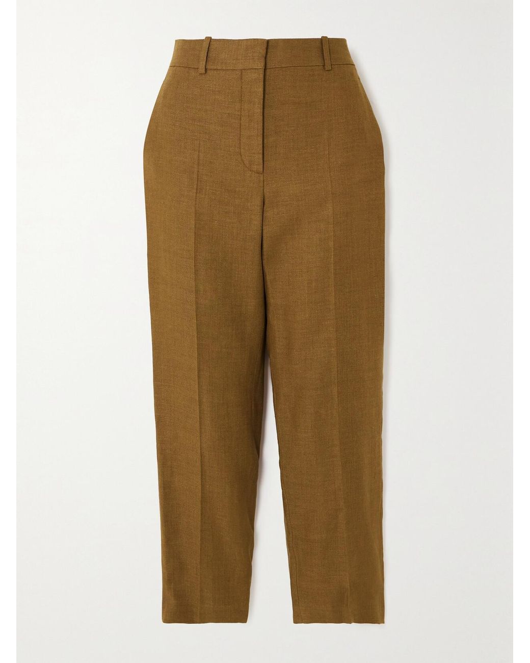Loro Piana Natural Cropped Linen And Wool-Blend Tapered Pants