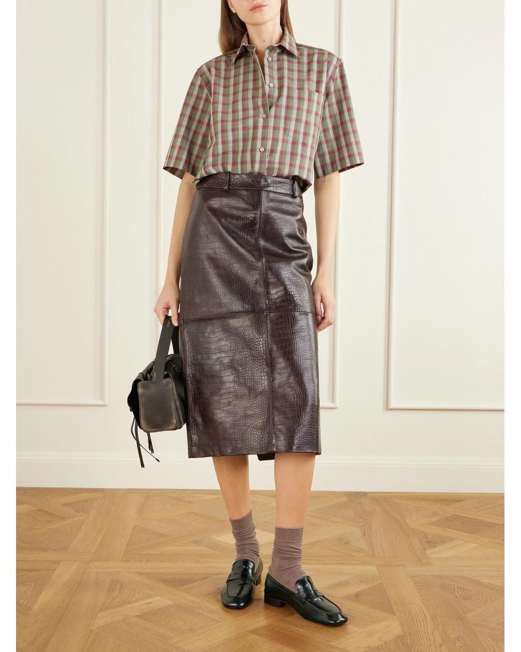 Acne Brown Wool Checked Shirt