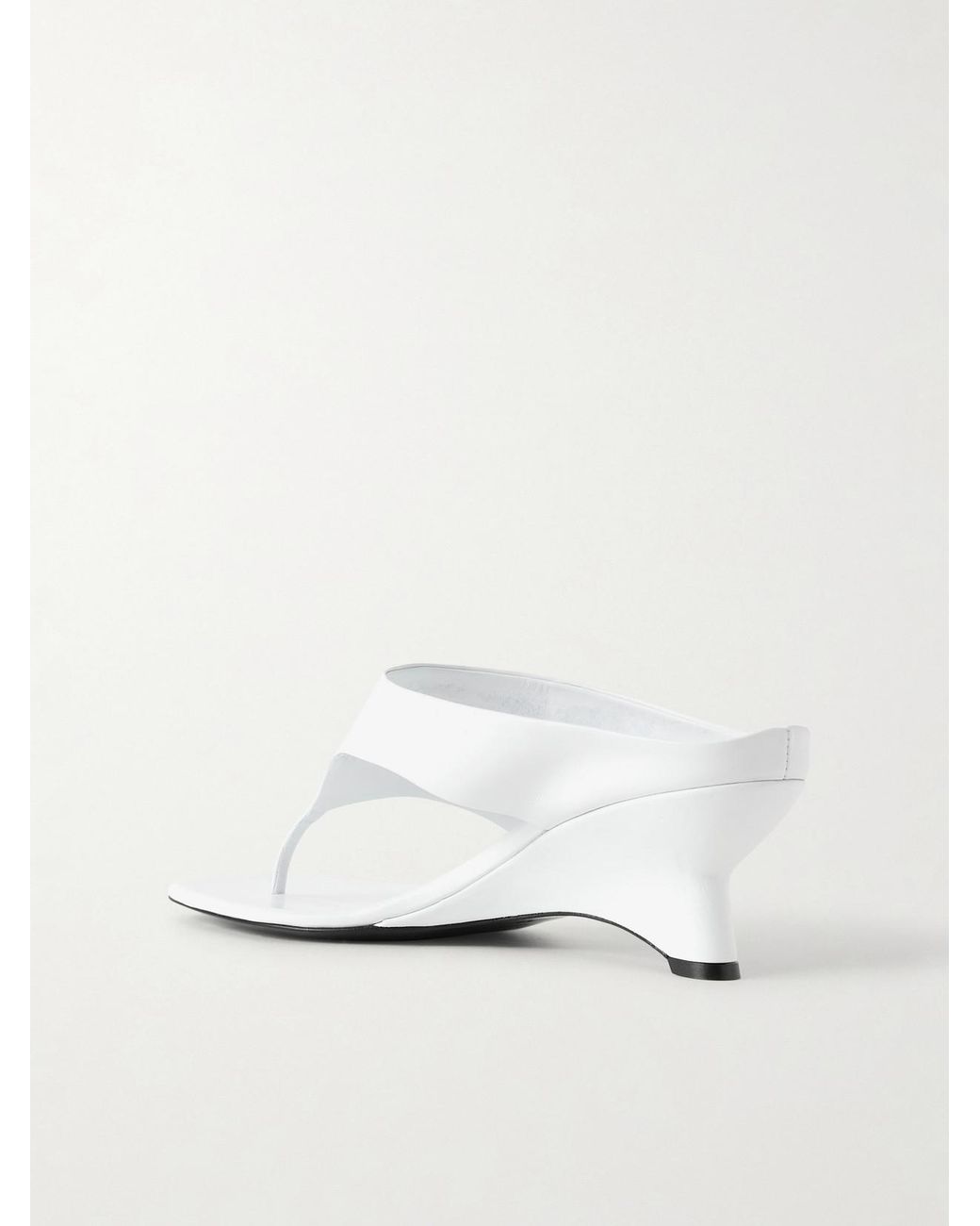 Khaite White Marlow Leather Wedge Mules
