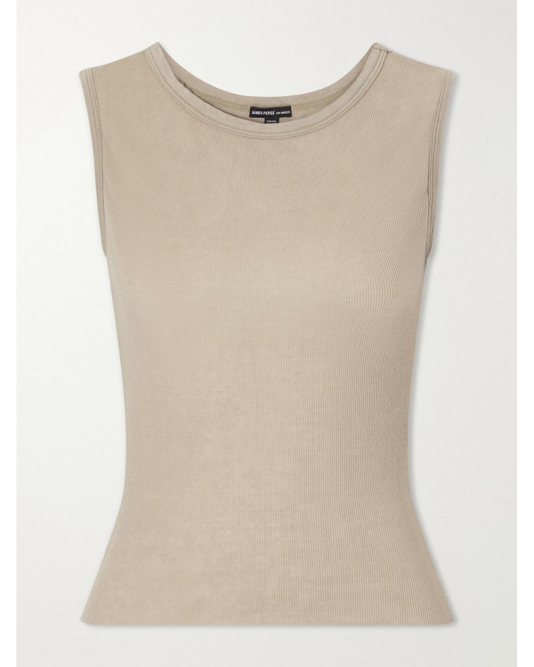 James Perse Natural Ribbed Cotton And Cashmere-Blend Tank