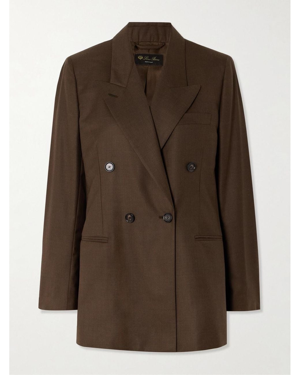 Loro Piana Brown Oversized Double-Breasted Virgin Wool Blazer