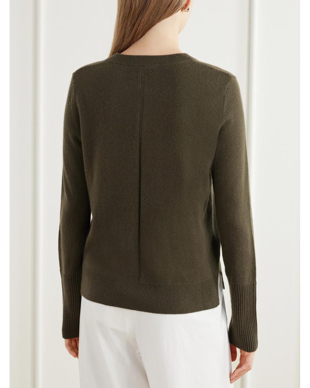 La Ligne Green Solid Lean Lines Cashmere Sweater