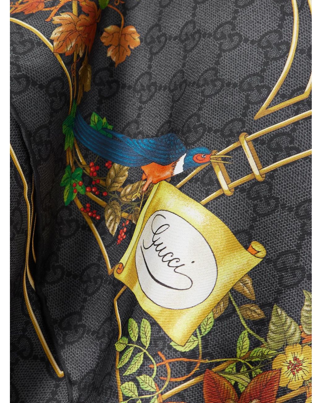 Gucci Green Printed Silk-Twill Scarf