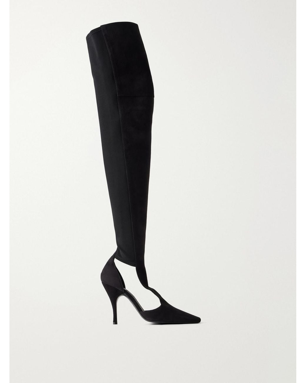 Alaïa Black Cuissardes 100 Suede And Stretch-Knit Over-The-Knee Boots