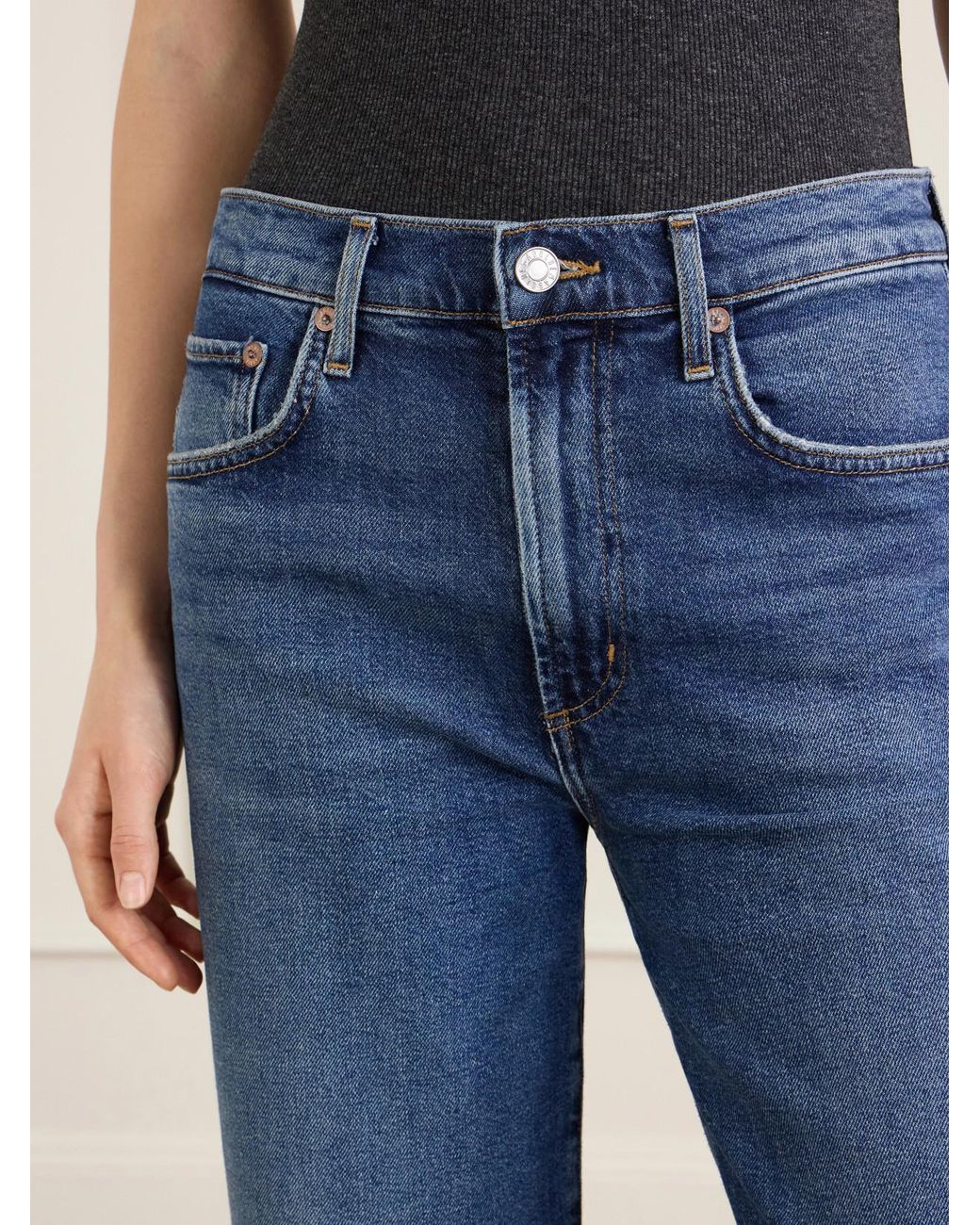 Agolde Blue Harper Crop Recycled Mid-Rise Straight-Leg Jeans