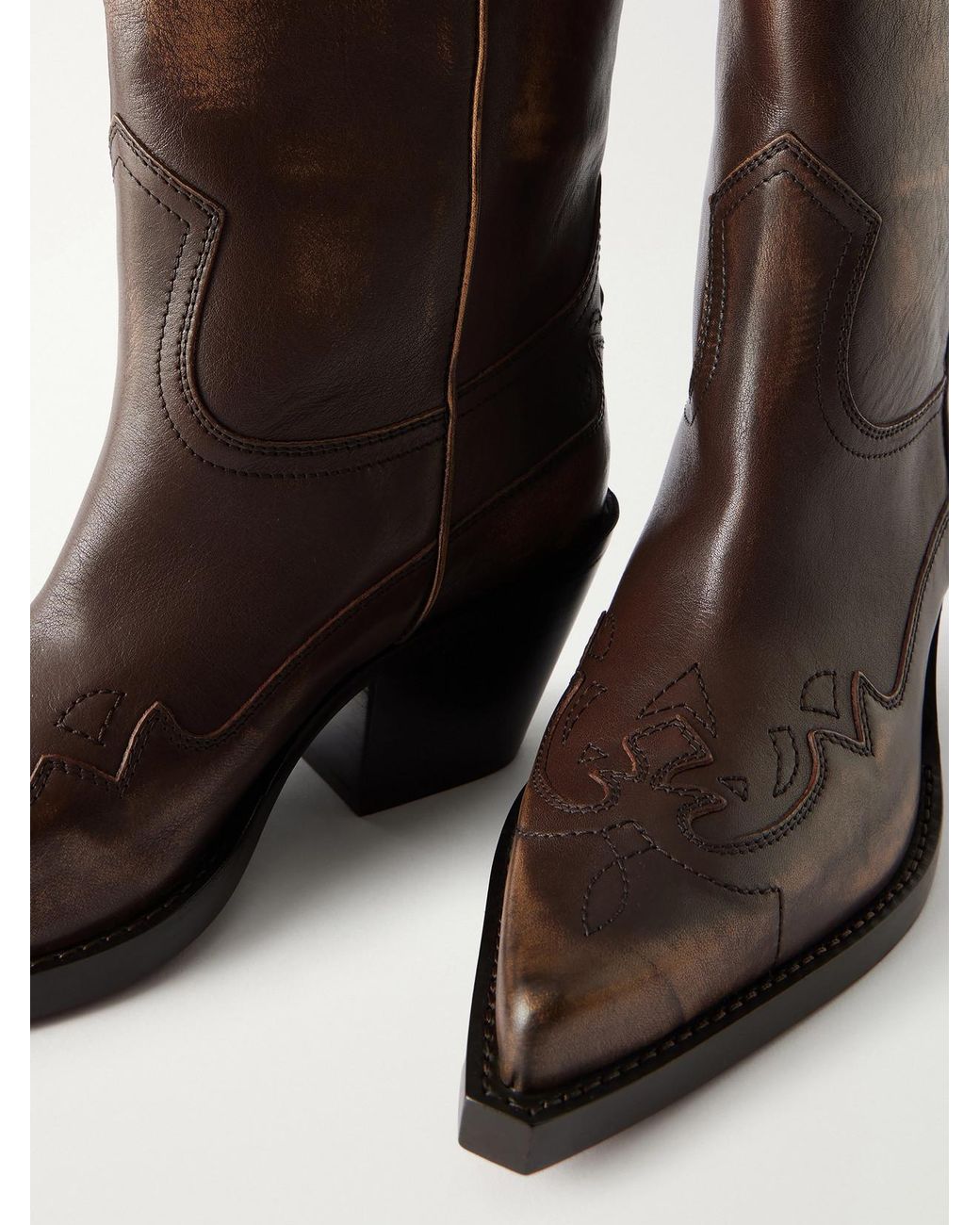 Paris Texas Brown Dakota 60 Embroidered Leather Ankle Boots