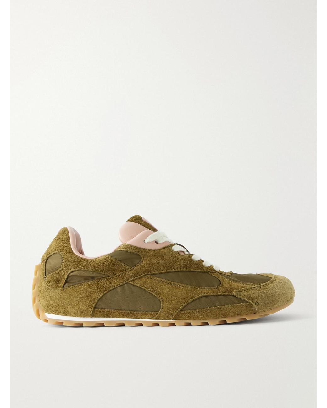 Bottega Veneta Green Orbit Flash Suede-Trimmed Shell Sneakers