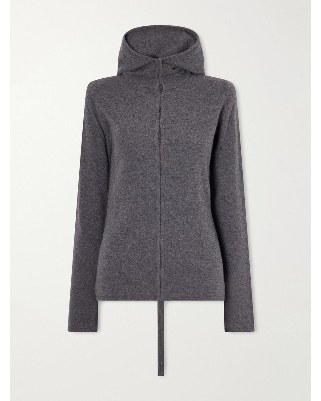 Colleen Allen Gray Hooded Merino Wool Cardigan