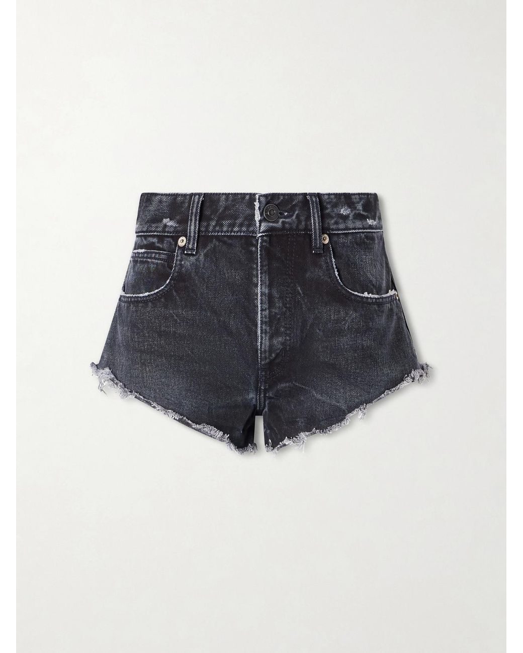 Balenciaga Blue Frayed Denim Shorts