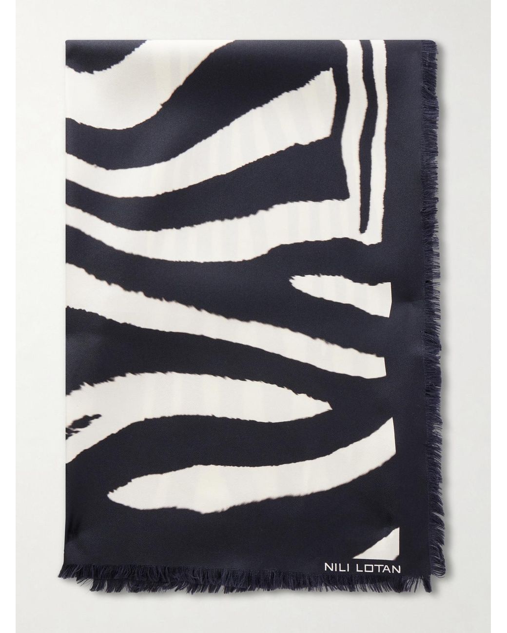 Nili Lotan Blue Zebra-Print Silk Scarf