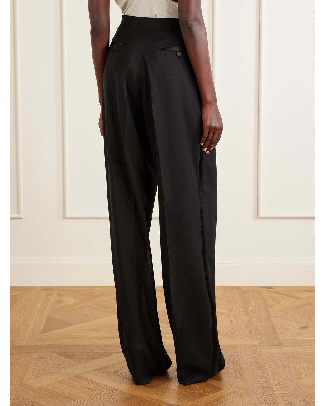 Tom Ford Black Wool Wide-Leg Pants