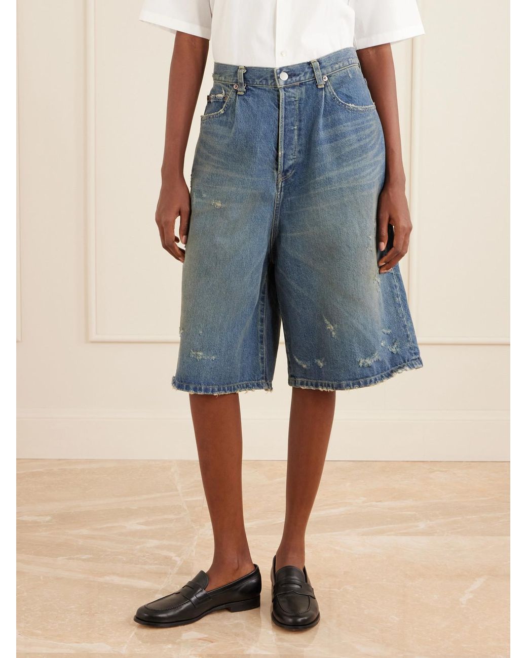 Ssstein Blue Distressed Denim Shorts