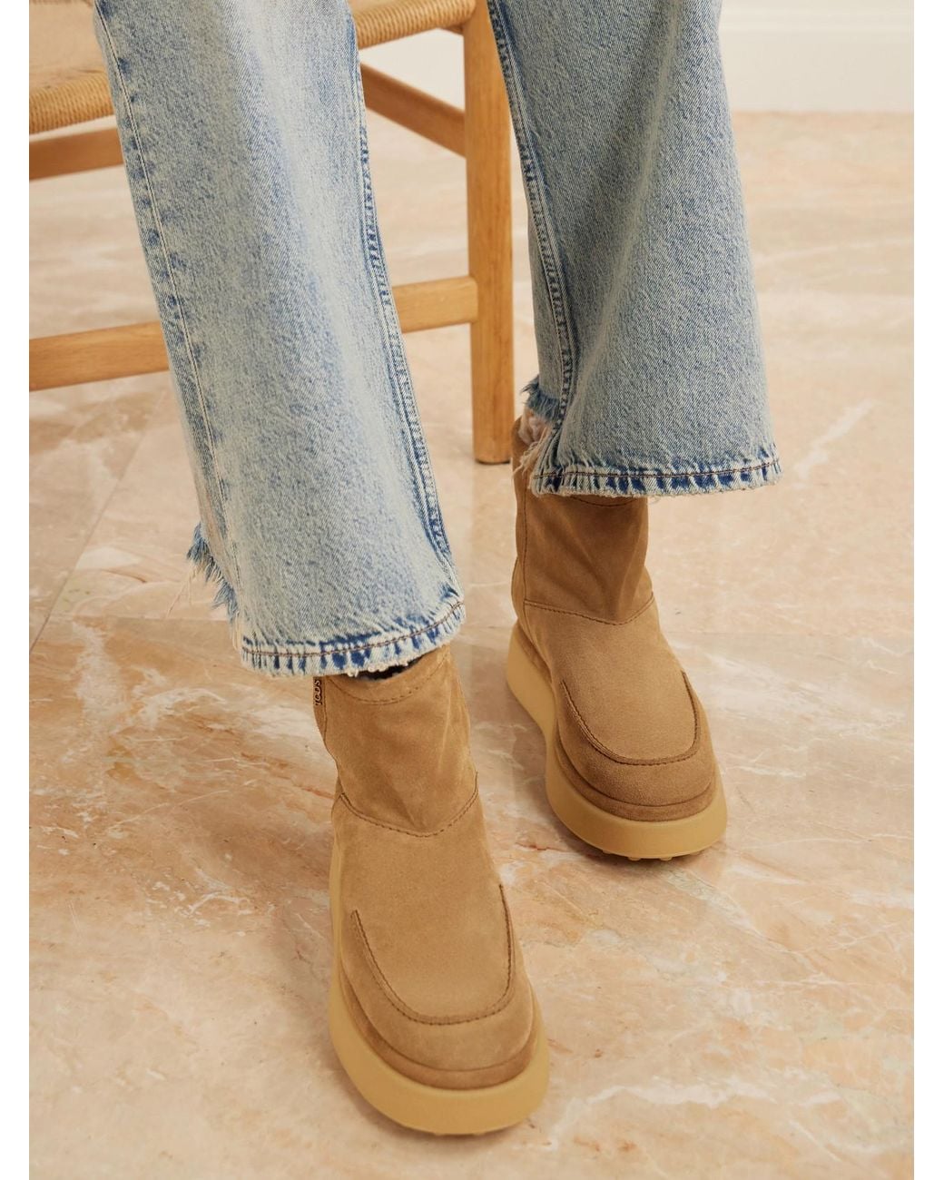 Tod's Natural Gomma 30 Shearling-Lined Suede Ankle Boots