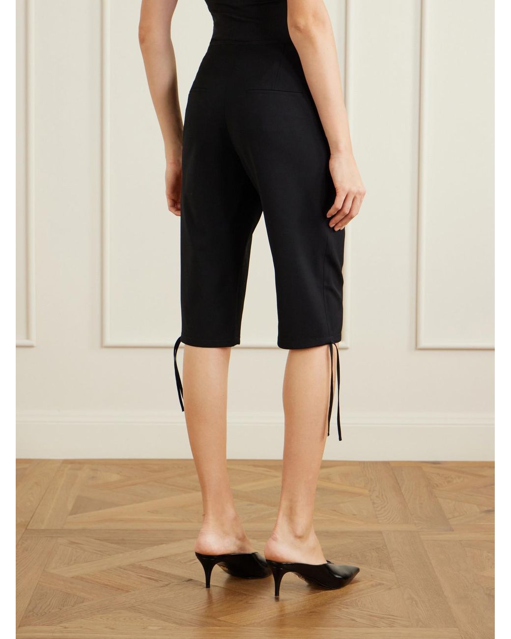 Colleen Allen Blue Theatre Copped Stretch-Crepe Straight-Leg Capri Pants