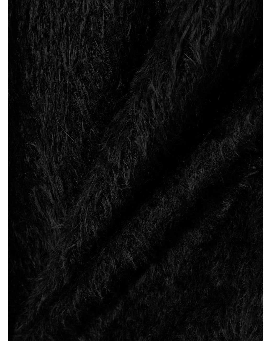 Balenciaga Black Belted Brushed-Knit Turtleneck Mini Dress