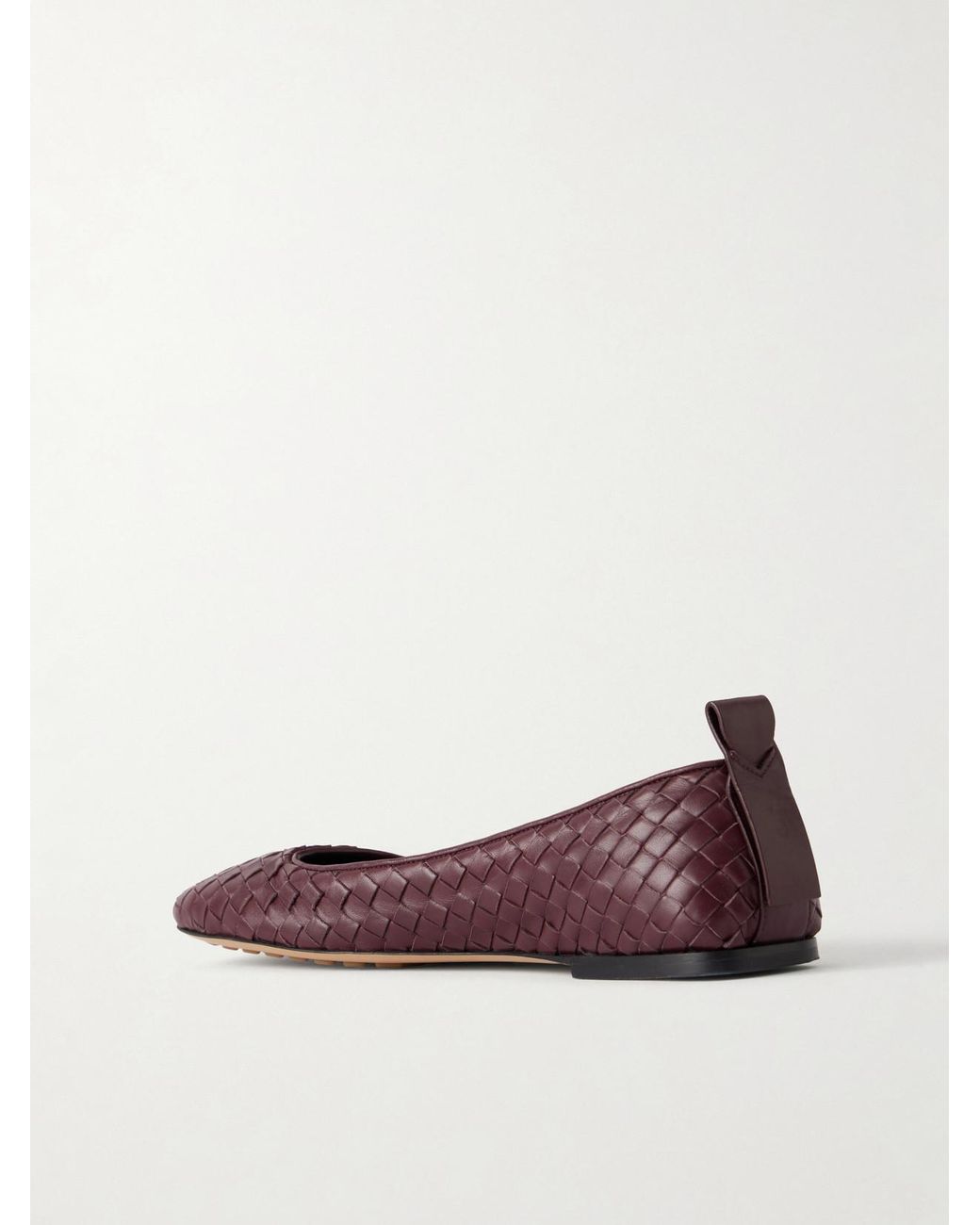 Bottega Veneta Brown Charlotte Intrecciato Leather Ballet Flats