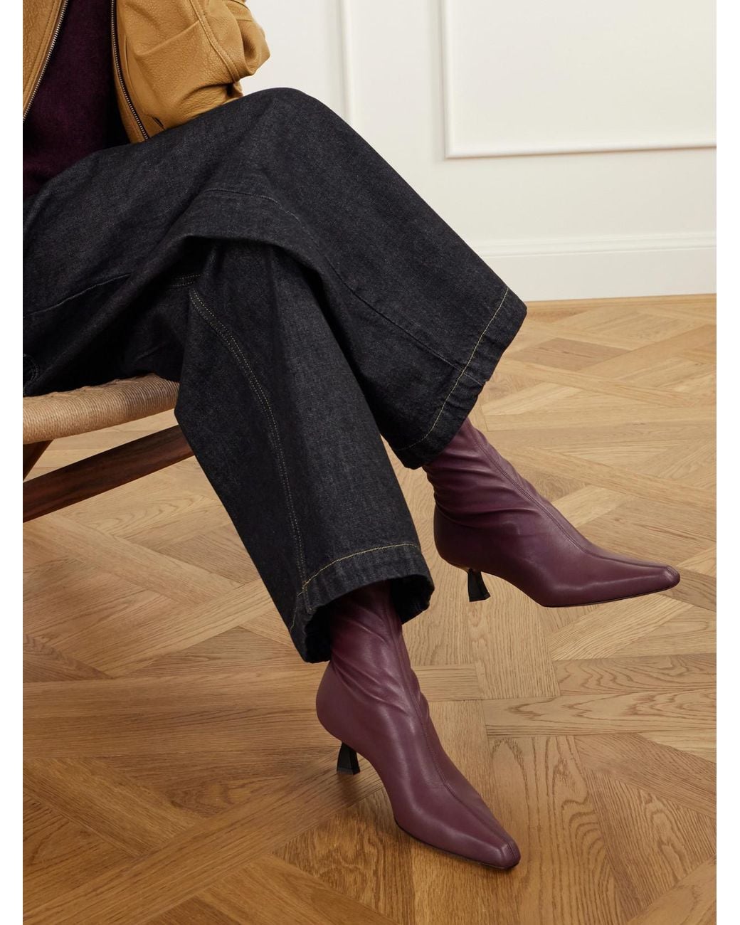 NODALETO Purple Dona 50 Leather Ankle Boots