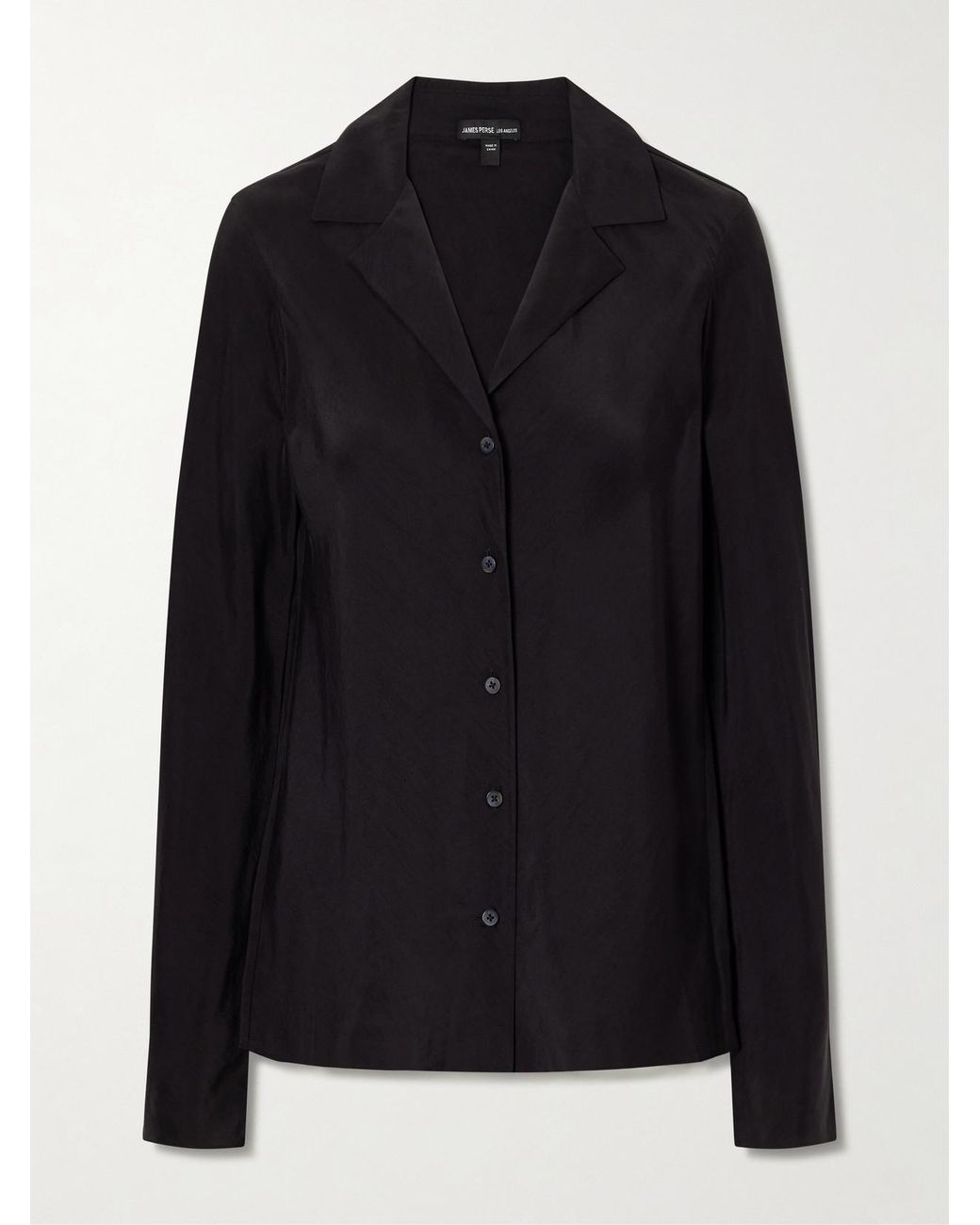 James Perse Black Washed Silk-Habotai Shirt