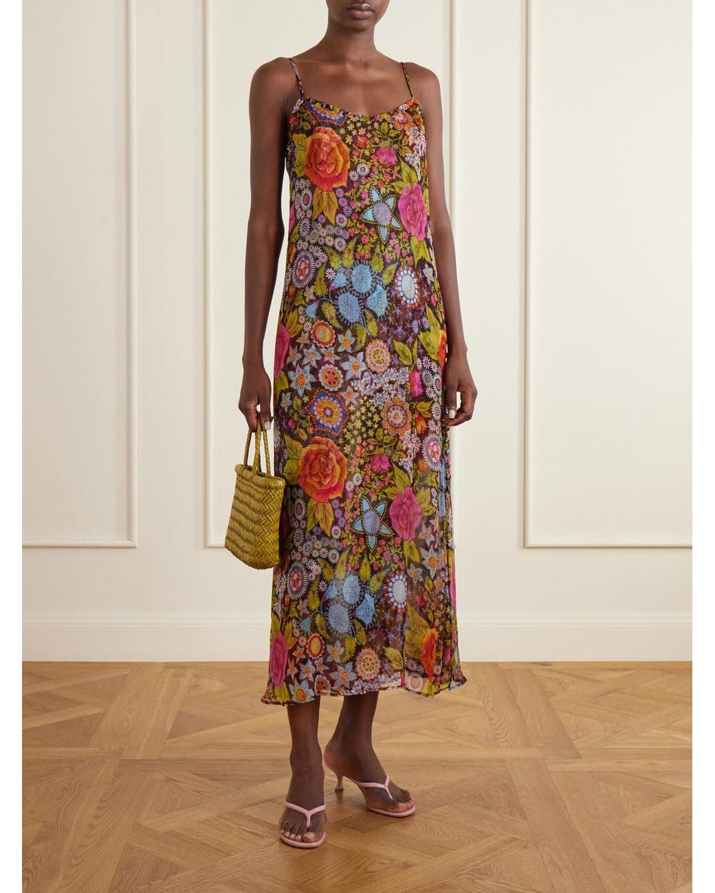 Alix Of Bohemia White Athens Bloom Mirage Floral-Print Crepon Midi Dress