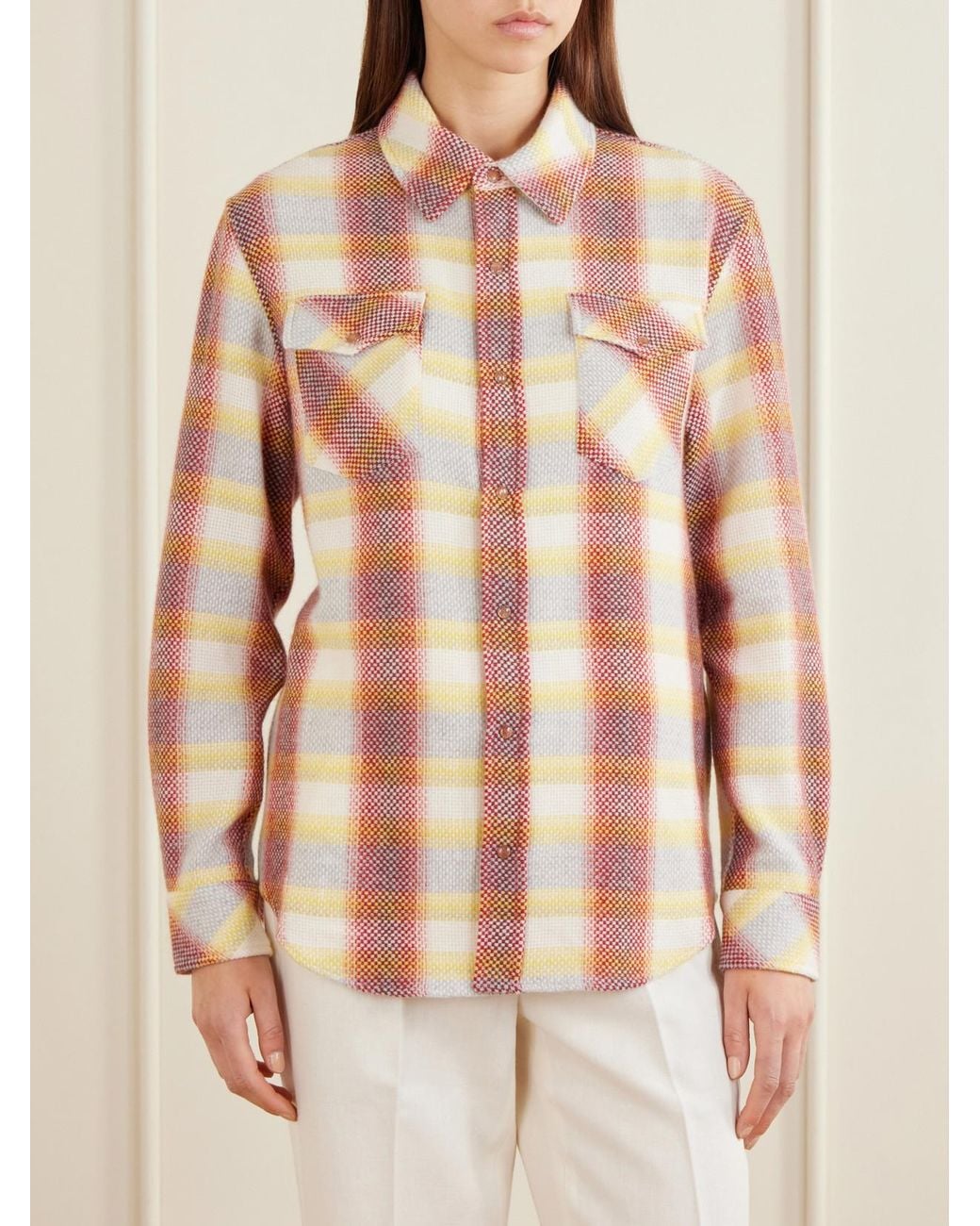 God's True Cashmere Pink Rose Blume Checked Cashmere Shirt
