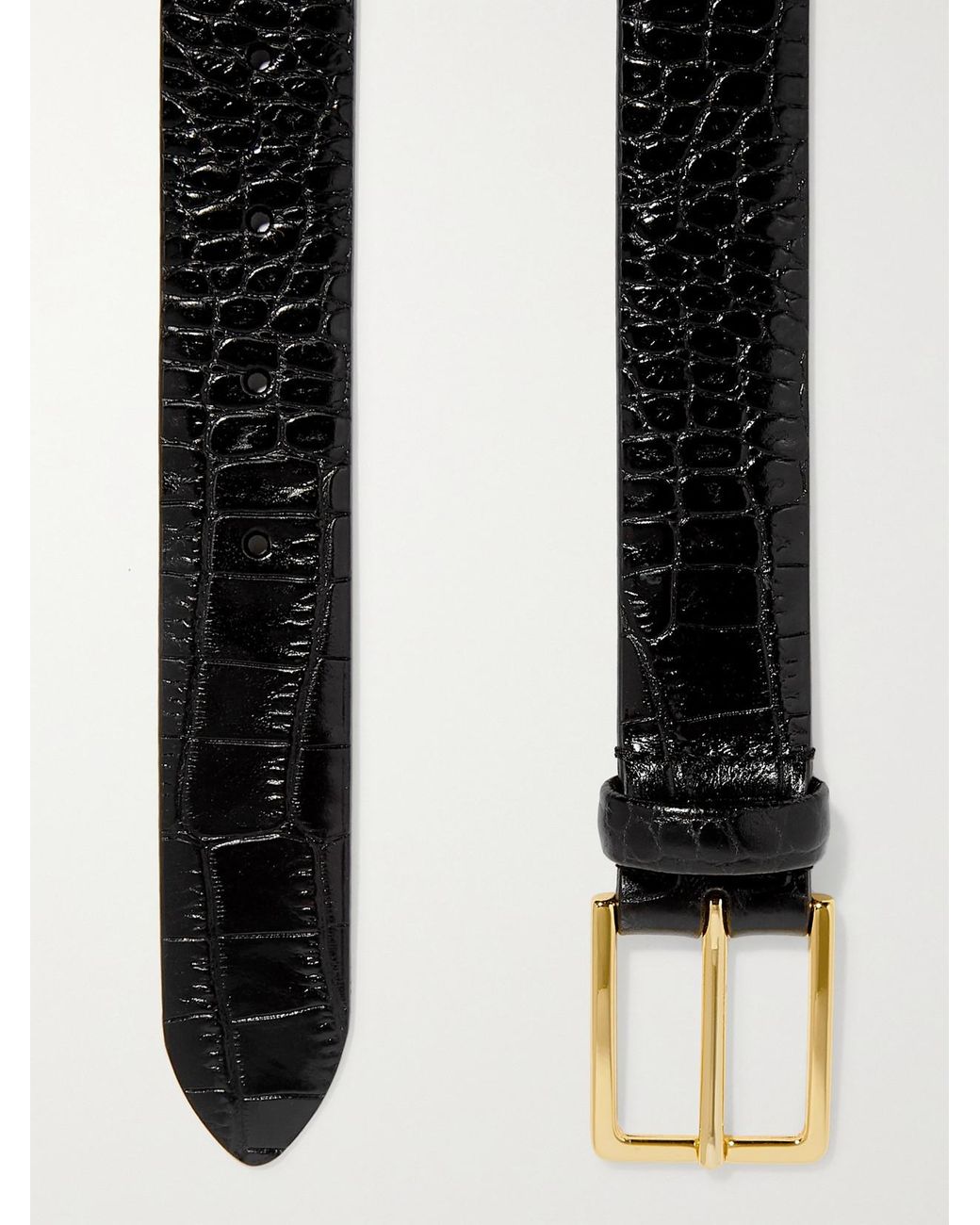 Andersons Black Croc-Effect Leather Belt