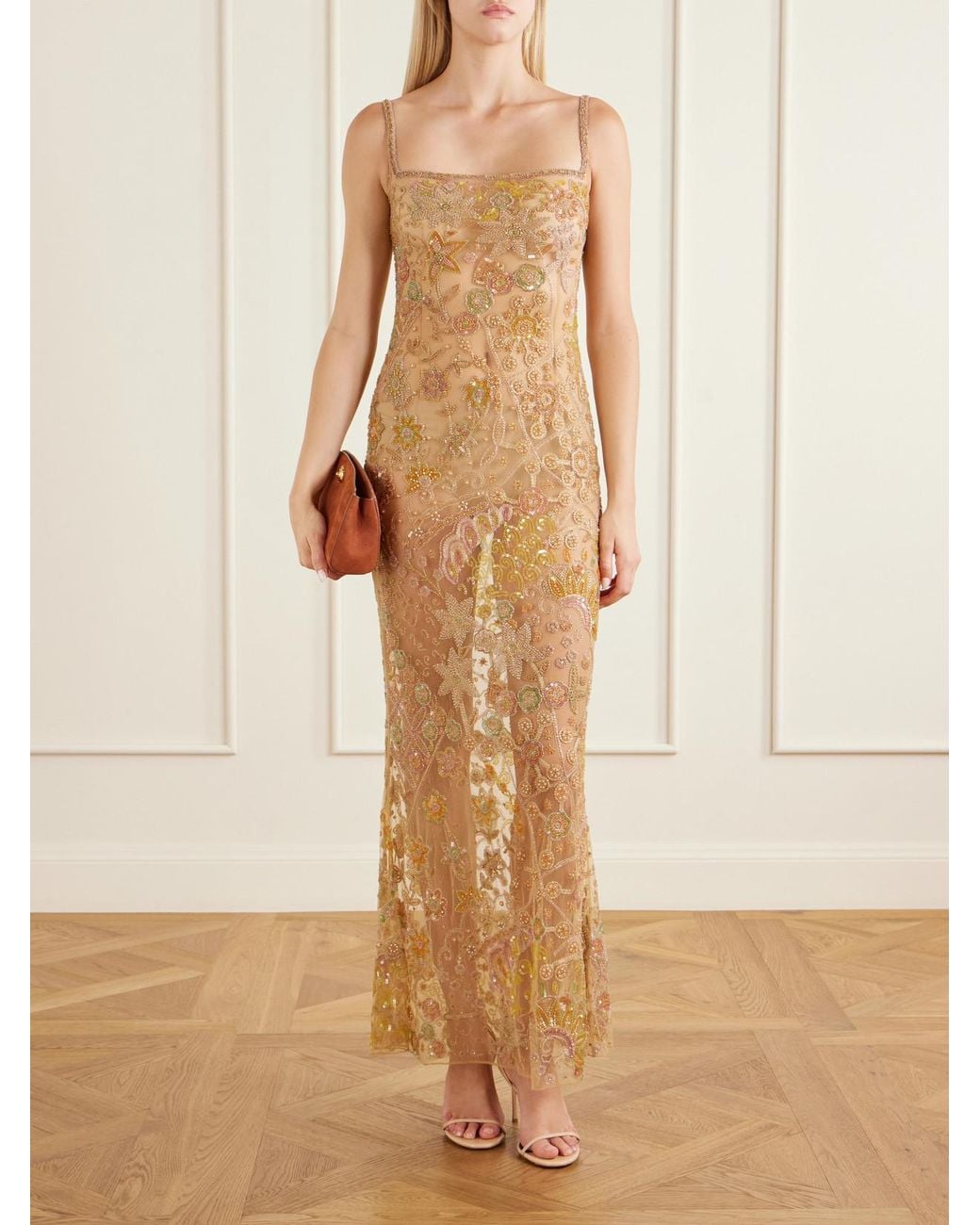 Clio Peppiatt Metallic Soléa Embellished Tulle Gown