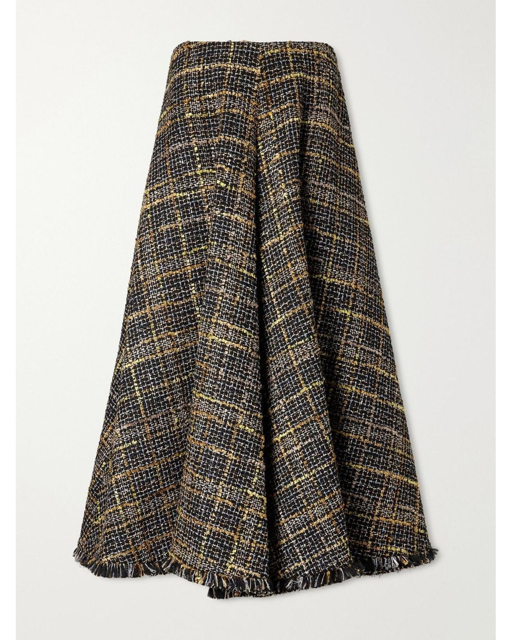 Altuzarra Multicolor Varda Fringe-Trimmed Tweed Midi Skirt