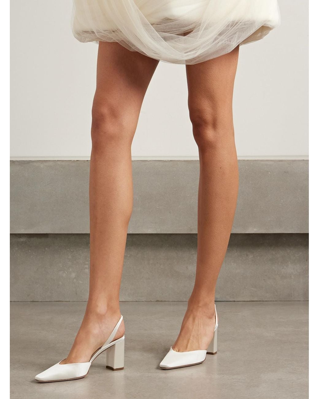 Danielle Frankel Natural Juno Satin Slingback Pumps
