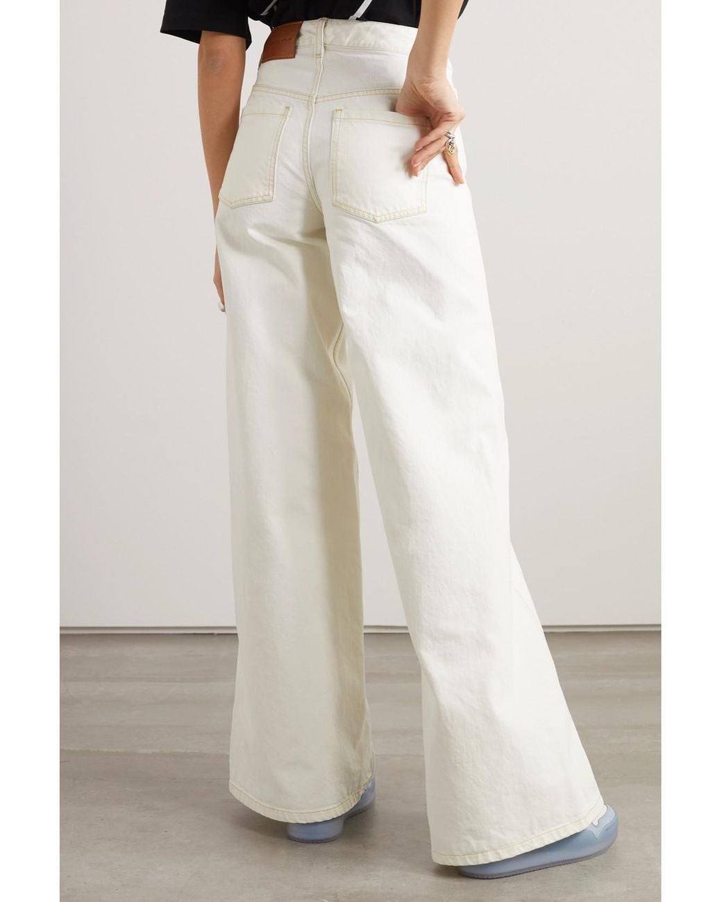 Moncler Genius White Alicia Keys High-Rise Wide-Leg Jeans
