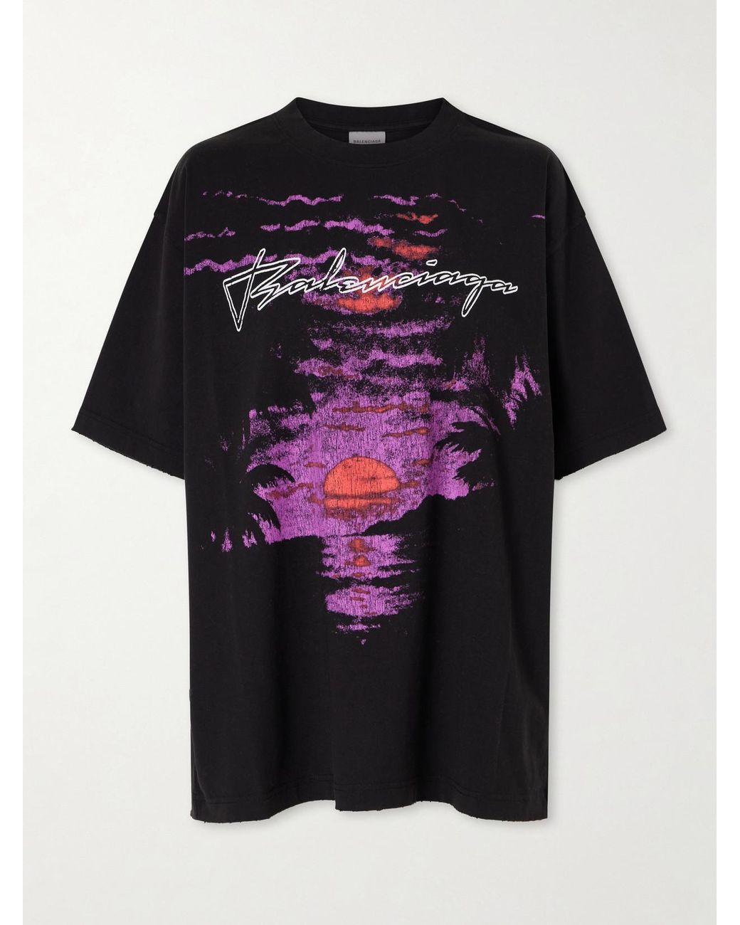 Balenciaga Black Printed Cotton-Jersey T-Shirt