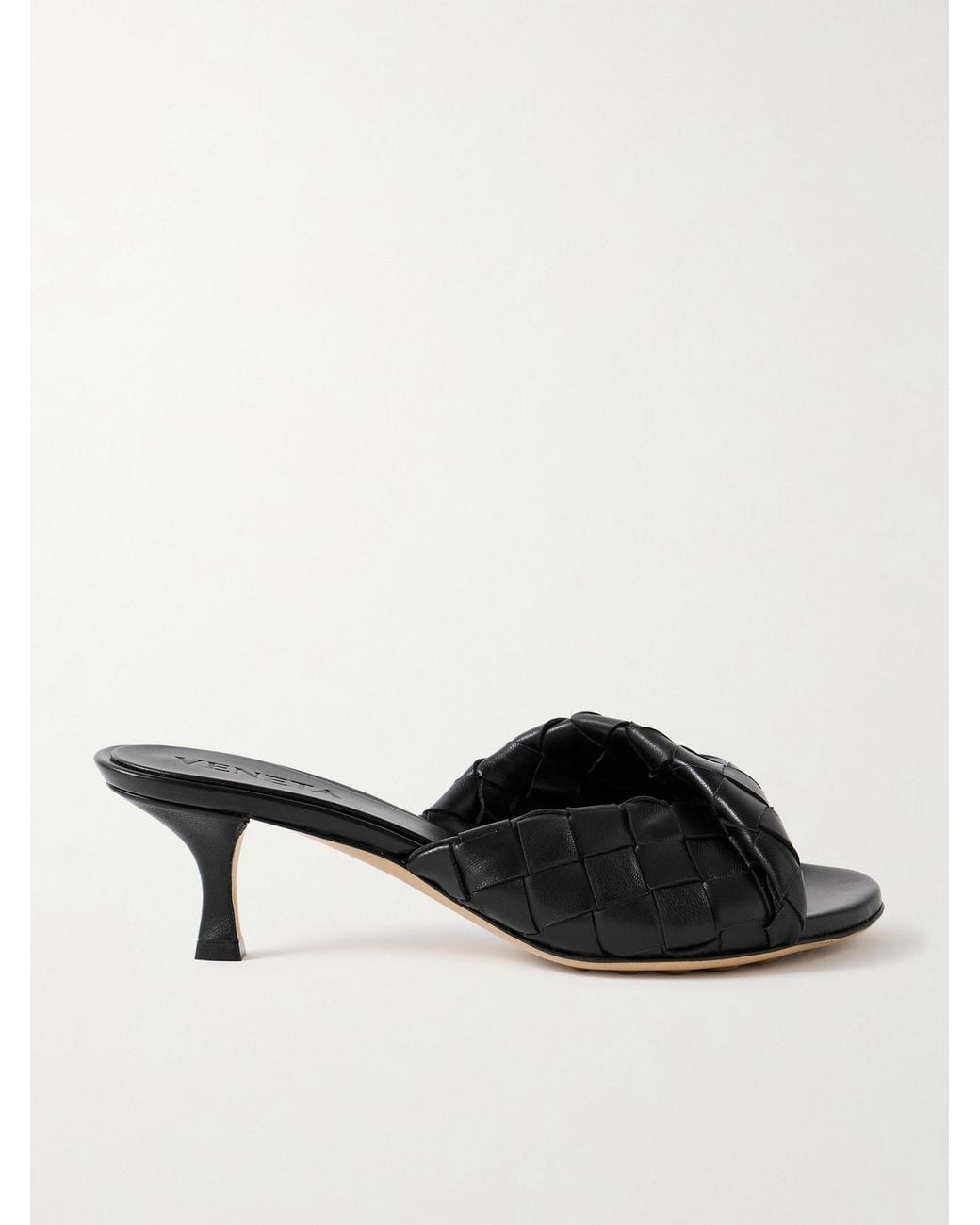 Bottega Veneta Black Blink Twisted Intrecciato Leather Mules
