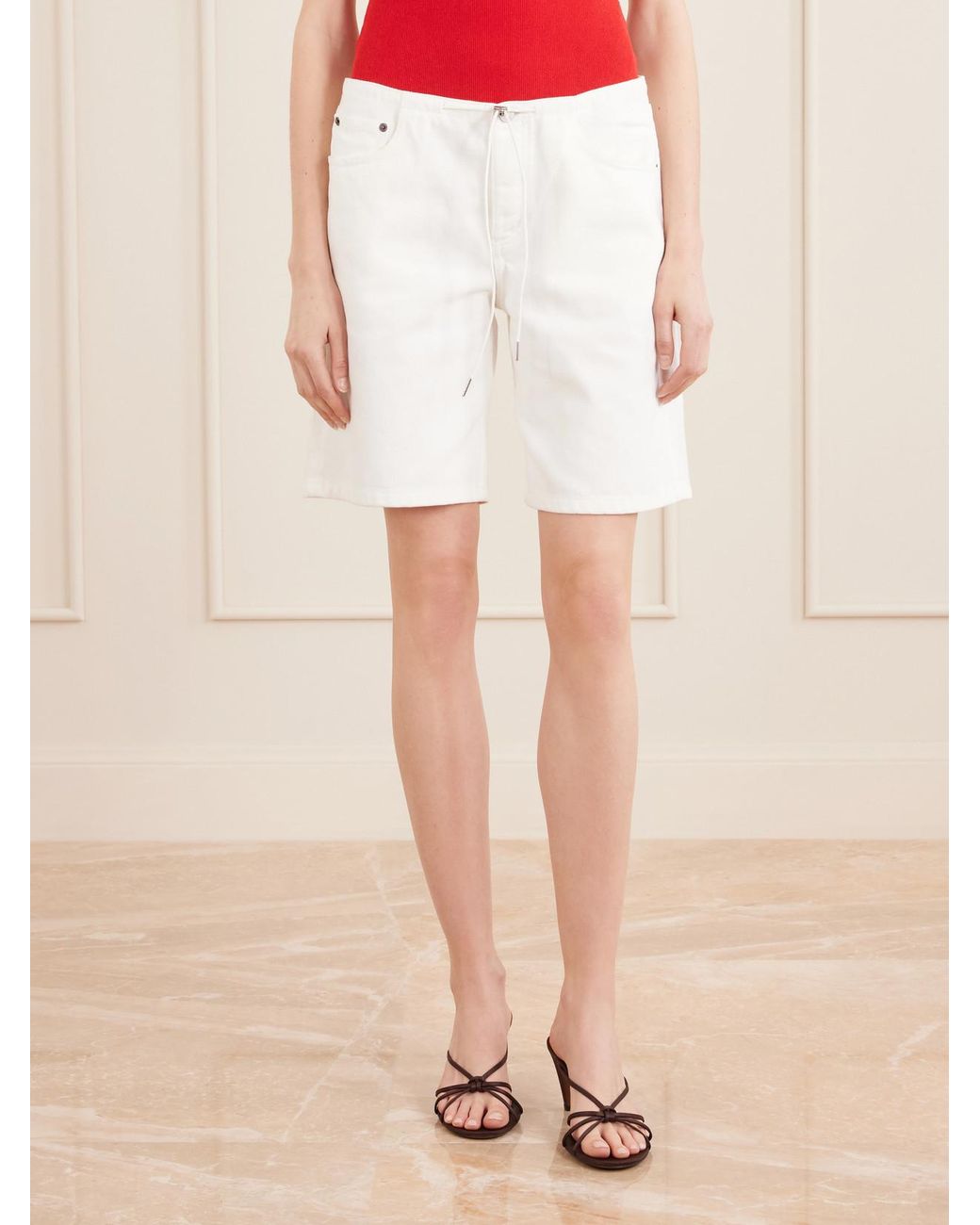 Still Here White Low-Rise Denim Shorts
