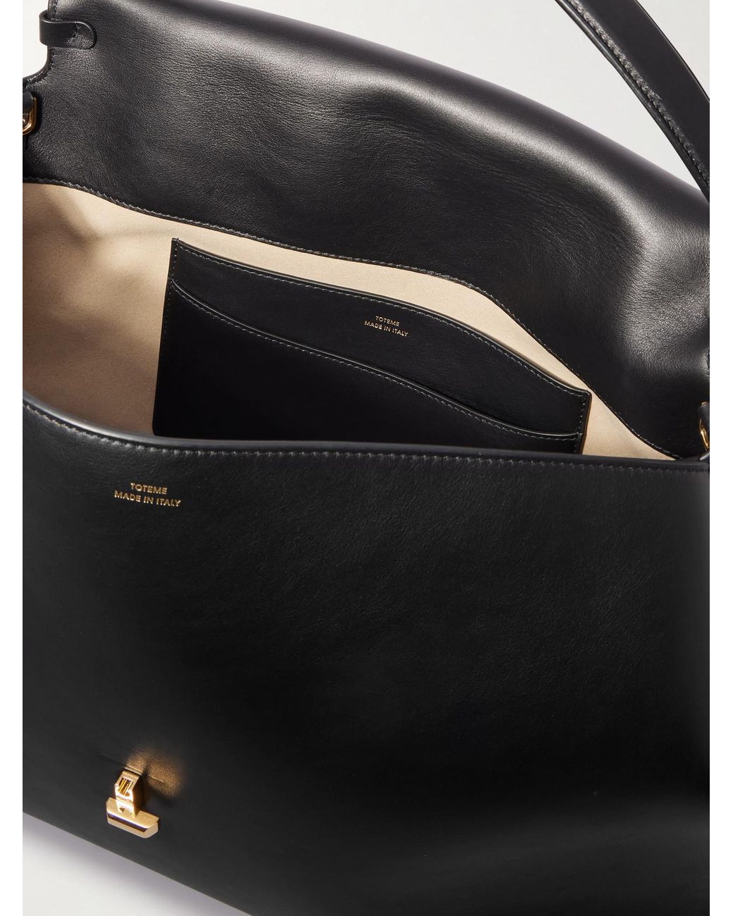 Totême Black T-Lock Large Leather Shoulder Bag