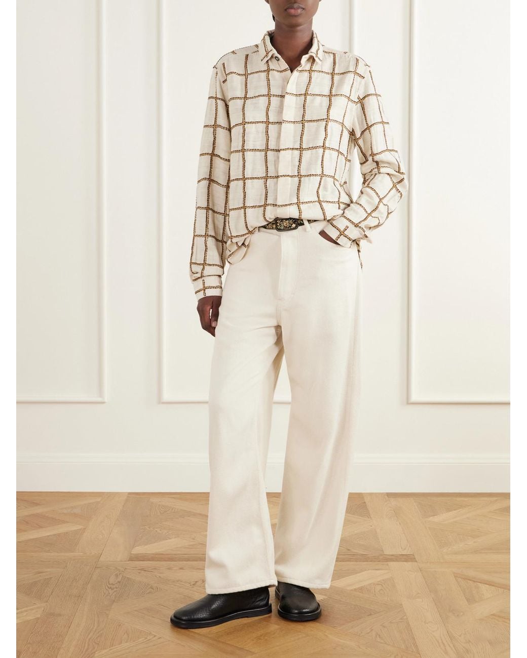 Kartik Research Natural Embroidered Woven Silk Shirt