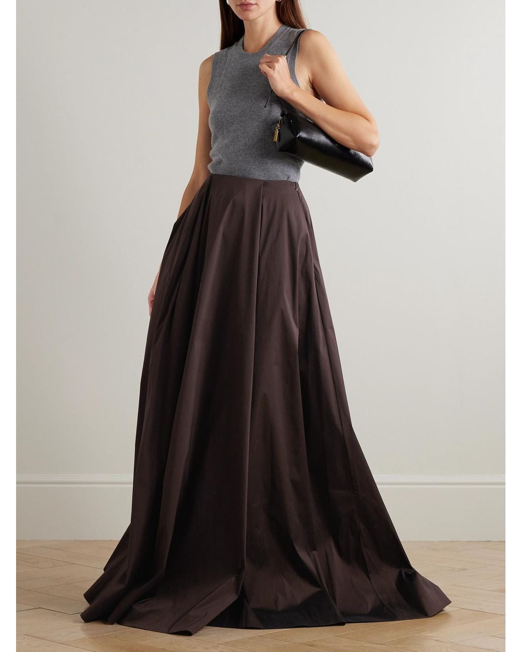 BERNADETTE Brown Kennedy Taffeta Maxi Skirt