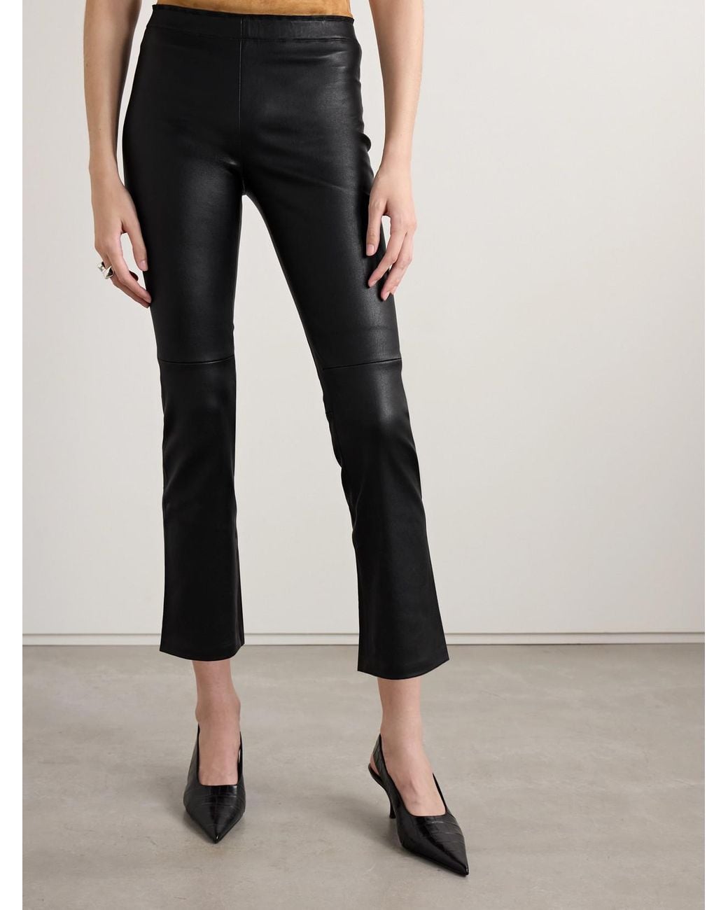 Stouls Black Jp Twenty Cropped Leather Flared Leggings