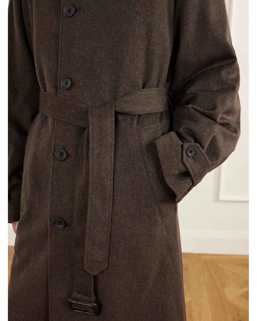 Ssstein Brown Belted Wool-Doeskin Coat