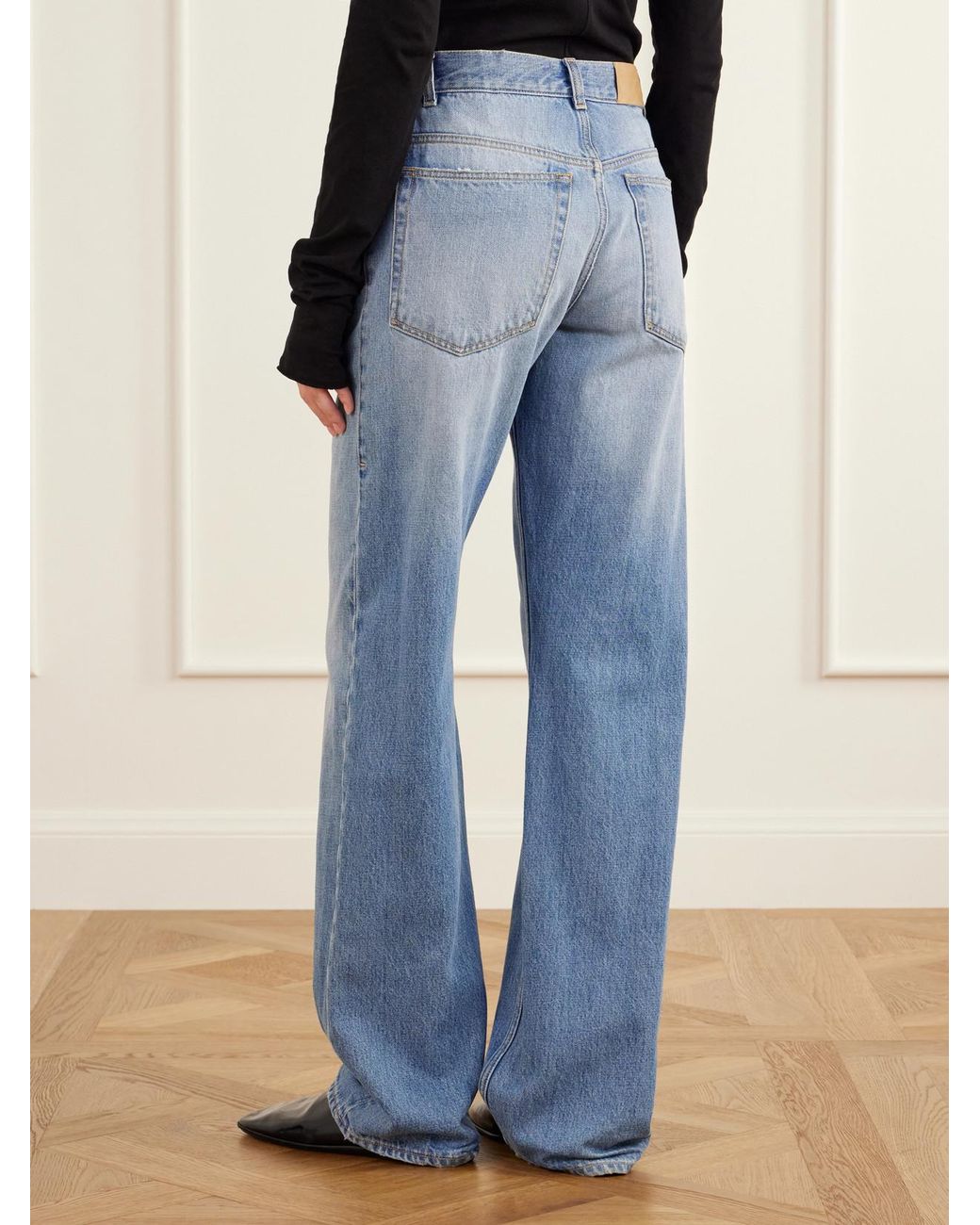 Calvin Klein Blue Mid-Rise Wide-Leg Jeans