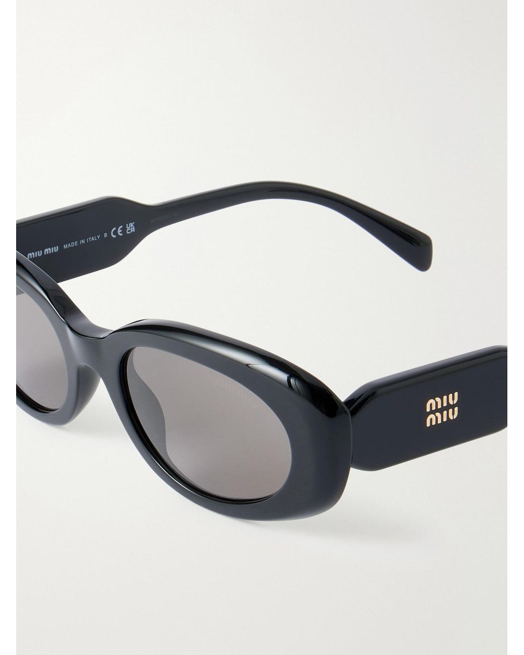 Miu Miu Black Round-Frame Acetate Sunglasses