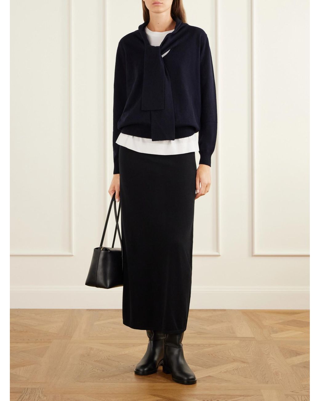 Allude Blue Tie-Detailed Wool And Cashmere Sweater