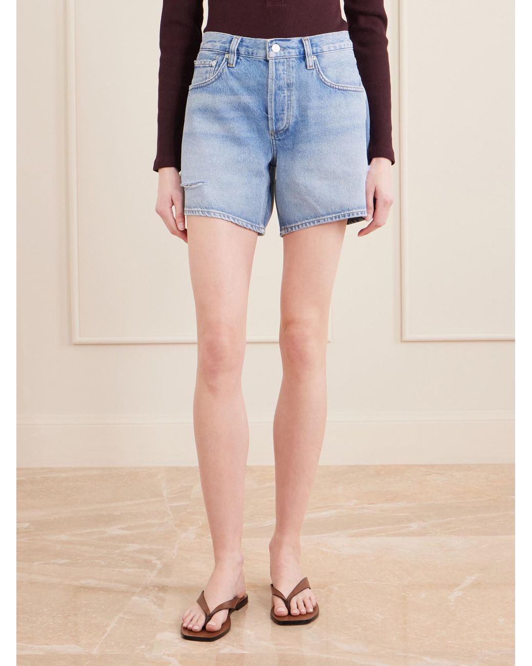 Citizens of Humanity Blue Billie Distressed Organic Denim Shorts
