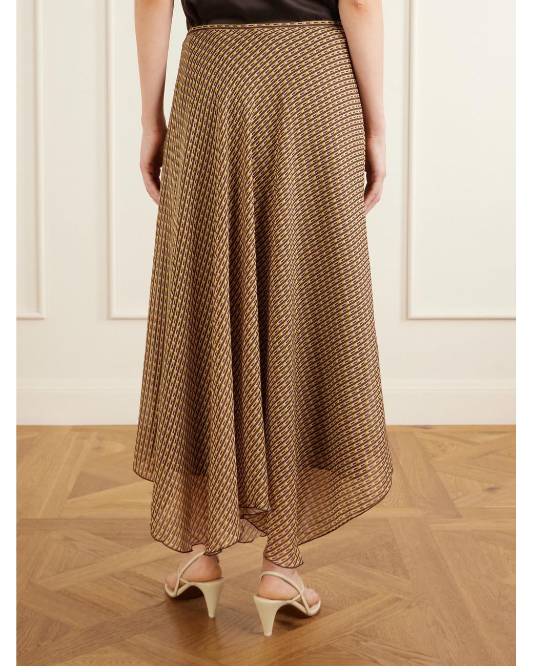 Sir Brown Cooper Asymmetric Printed Chiffon Maxi Skirt