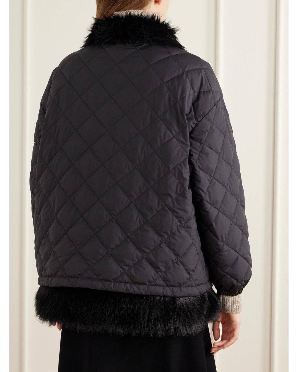 Moncler Black Chaleureux Plush-Trimmed Shell Quilted Down Jacket
