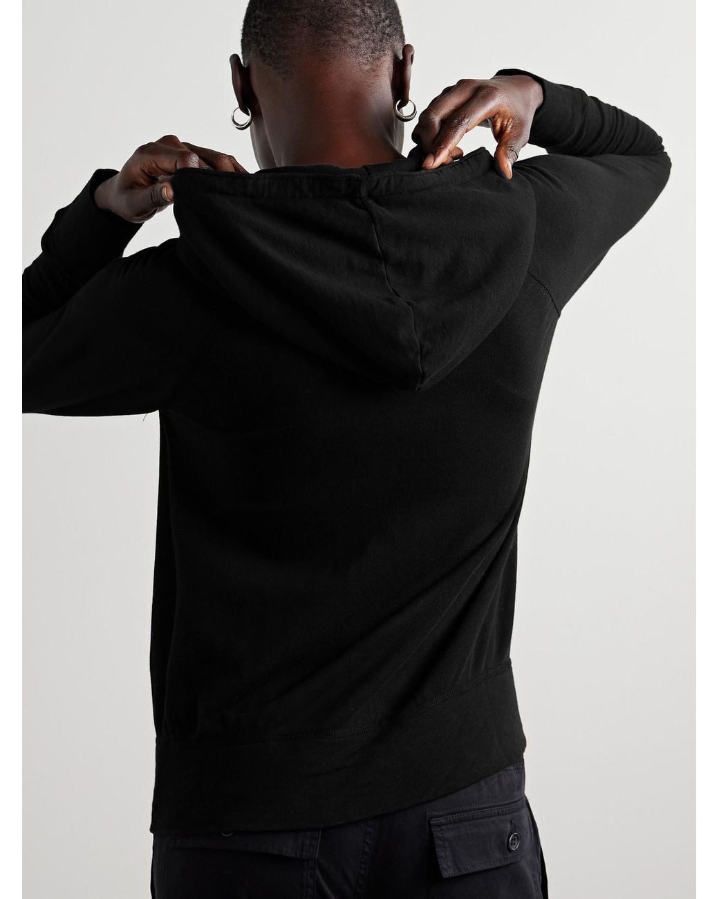 James Perse Black Vintage French Cotton-Terry Hoodie