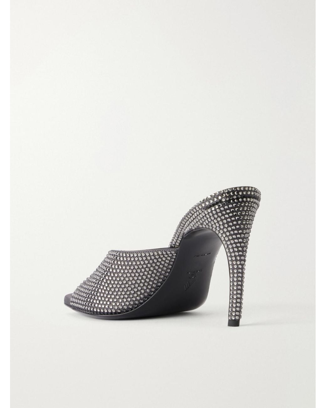 The Attico Gray Betta 95 Crystal-Embellished Satin Sandals