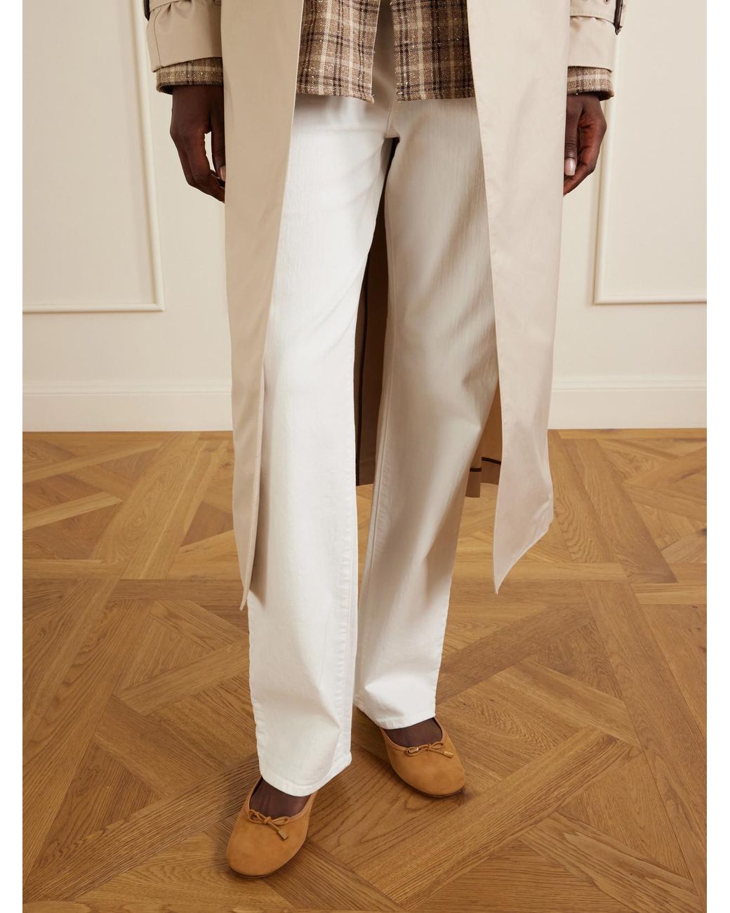 Tod's White Suede Ballet Flats