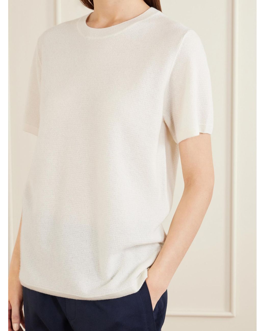 God's True Cashmere White Signature Knitted Cashmere T-Shirt