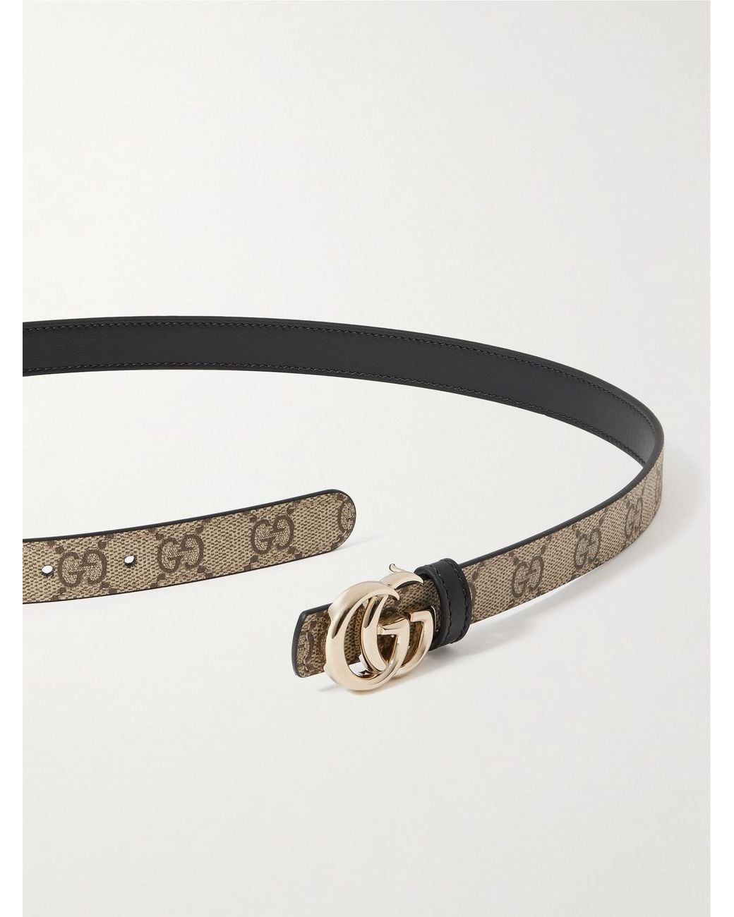 Gucci White Gg Marmont Reversible Leather Belt
