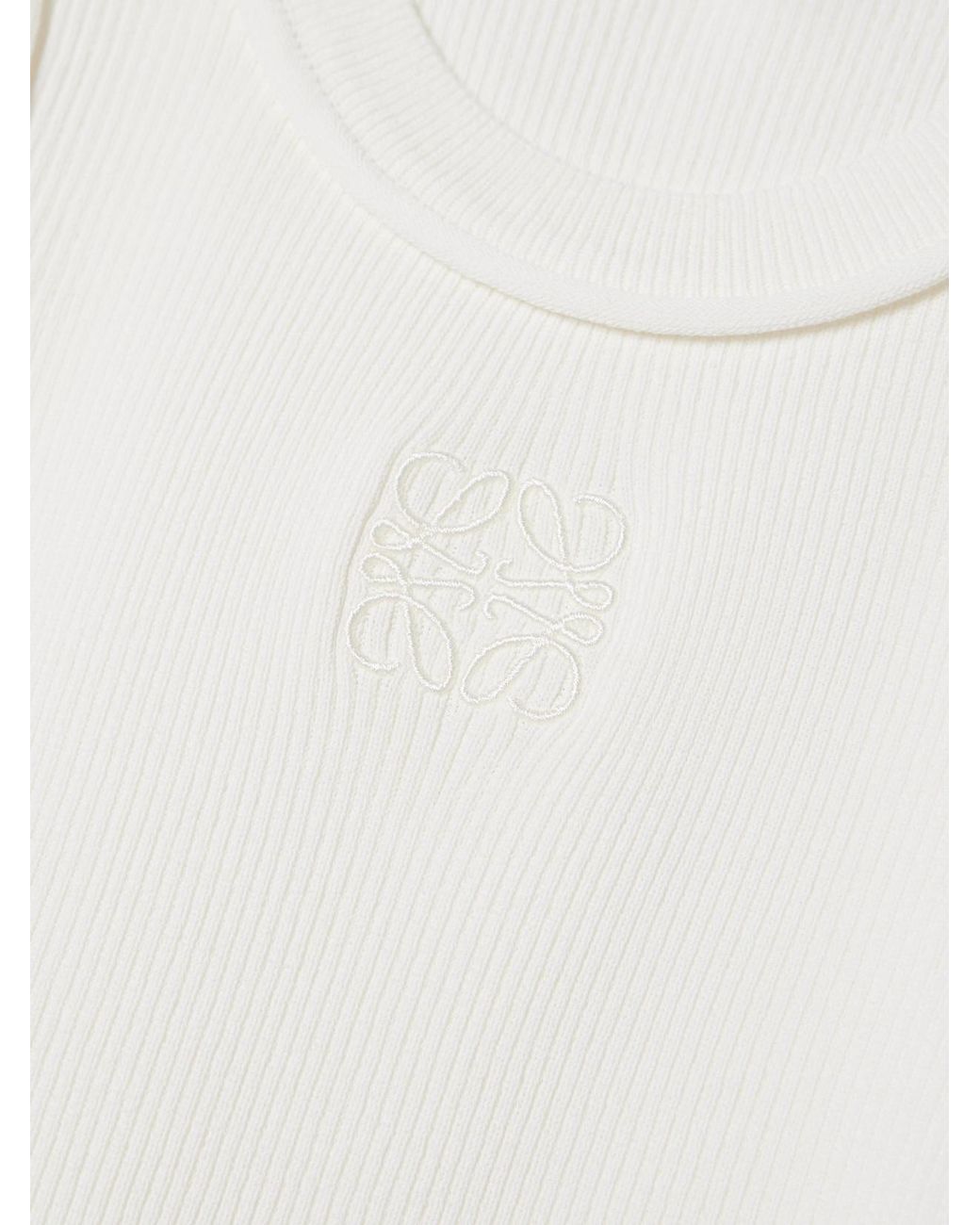 Loewe White Anagram-Embroidered Ribbed Tank